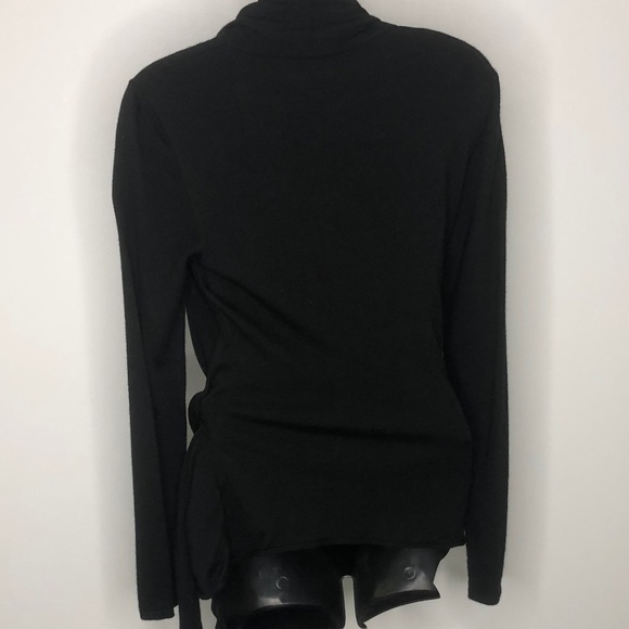 Manrico Cashmere Black Wrap Tie Front Cashmere Long Sleeve Cardigan M - Picture 6 of 8